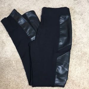 Forever 21 Black leggings with “leather” sides